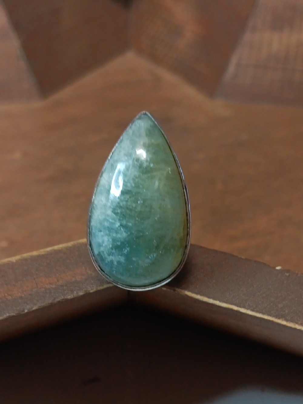 Teardrop Green Gemstone Ring - Women Jewelry